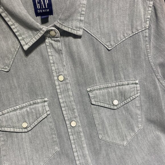 GAP Denim Western Style Sage Green Shirt - Picture 3 of 4